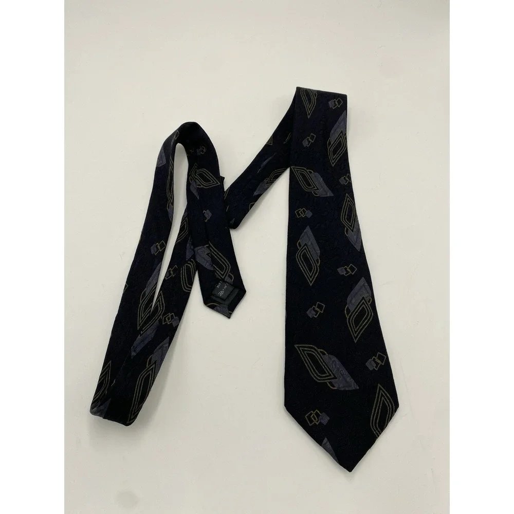 Ermenegildo‎ Zegna Men's 100% Silk Patterned Necktie Black *read*